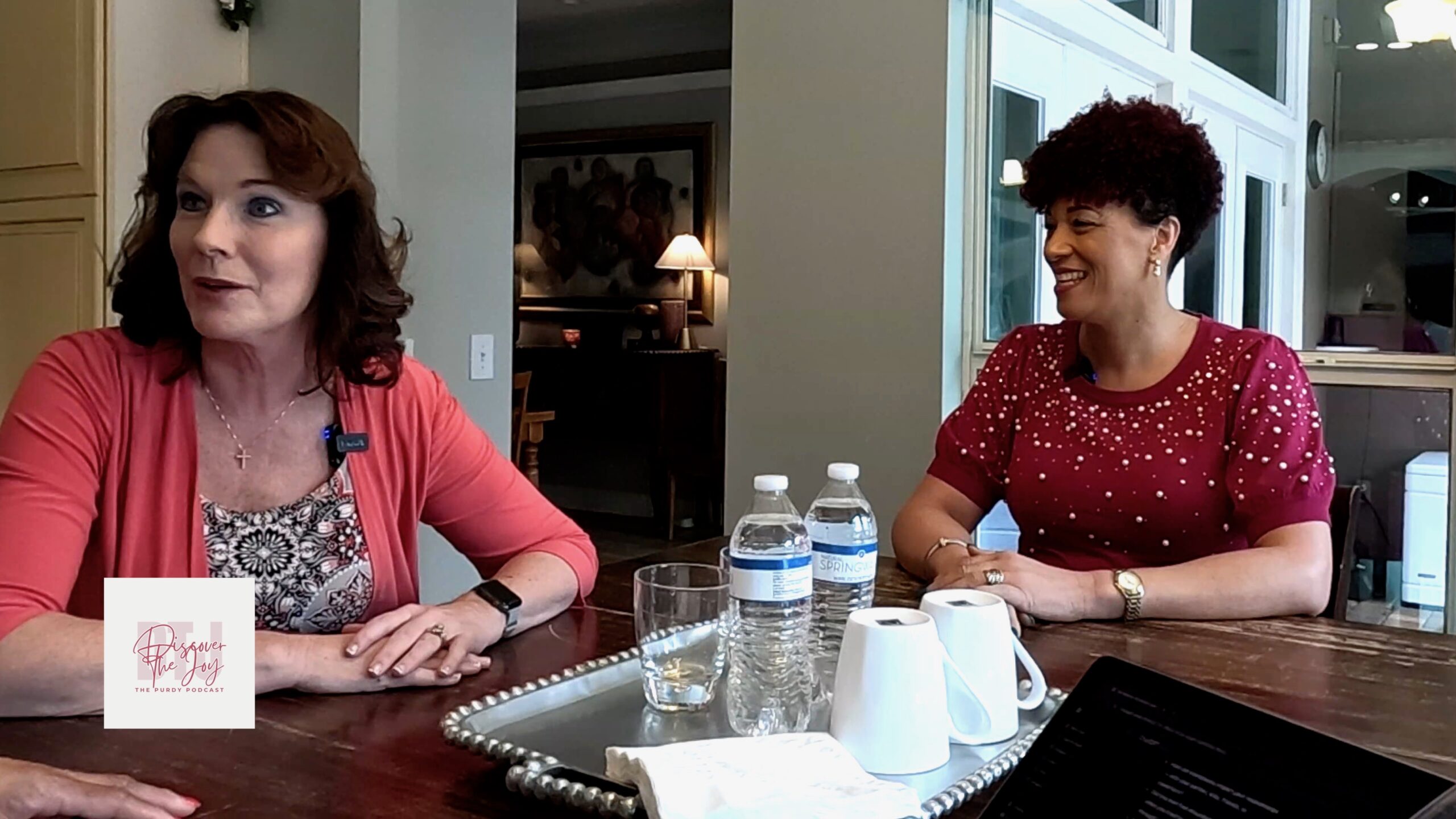 Two women interviewed on a podcast episode, talking openly about menopause and women’s health experiences.